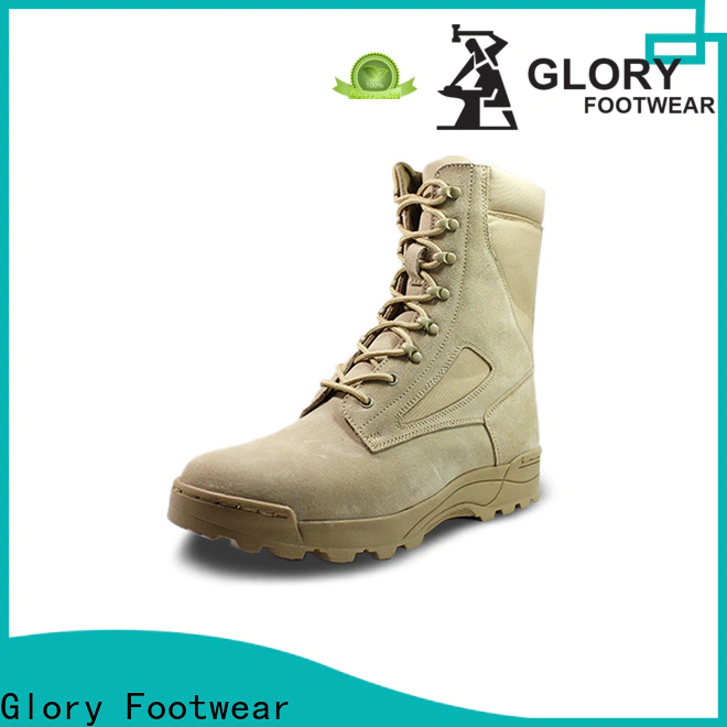 Glory Footwear tan military boots by Chinese manufaturer