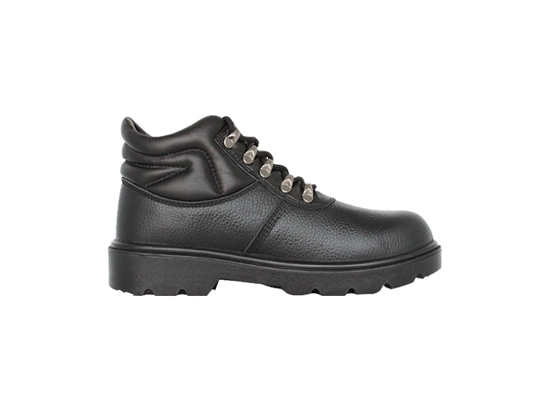 Middle cut black anti-smashing steel toe safety shoes with pu outsole
