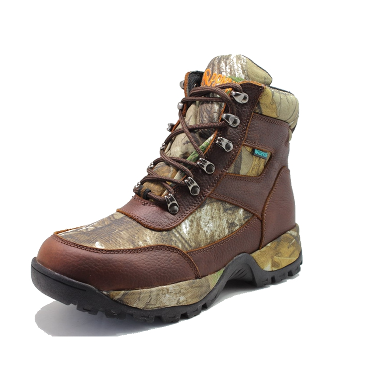 Brown tumble leather waterproof hunting boots