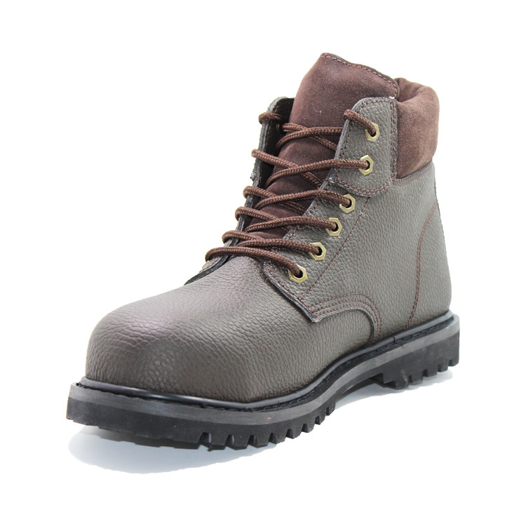 Embossed action leather comfortable steel toe boots